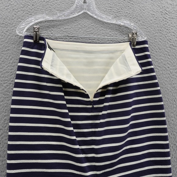 J Crew No 2 Pencil Skirt Size 6 Navy Blue Ivory Stripe Womens Career Preppy - Picture 10 of 13